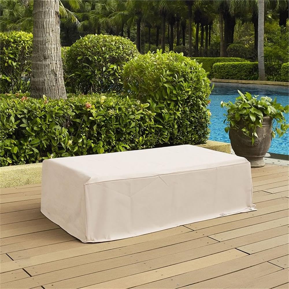 Pemberly Row Waterproof Outdoor Patio Coffee Table Cover - Cream Color - Heavy Duty UV Protection Furniture Protector for Deck, Garden & Backyard