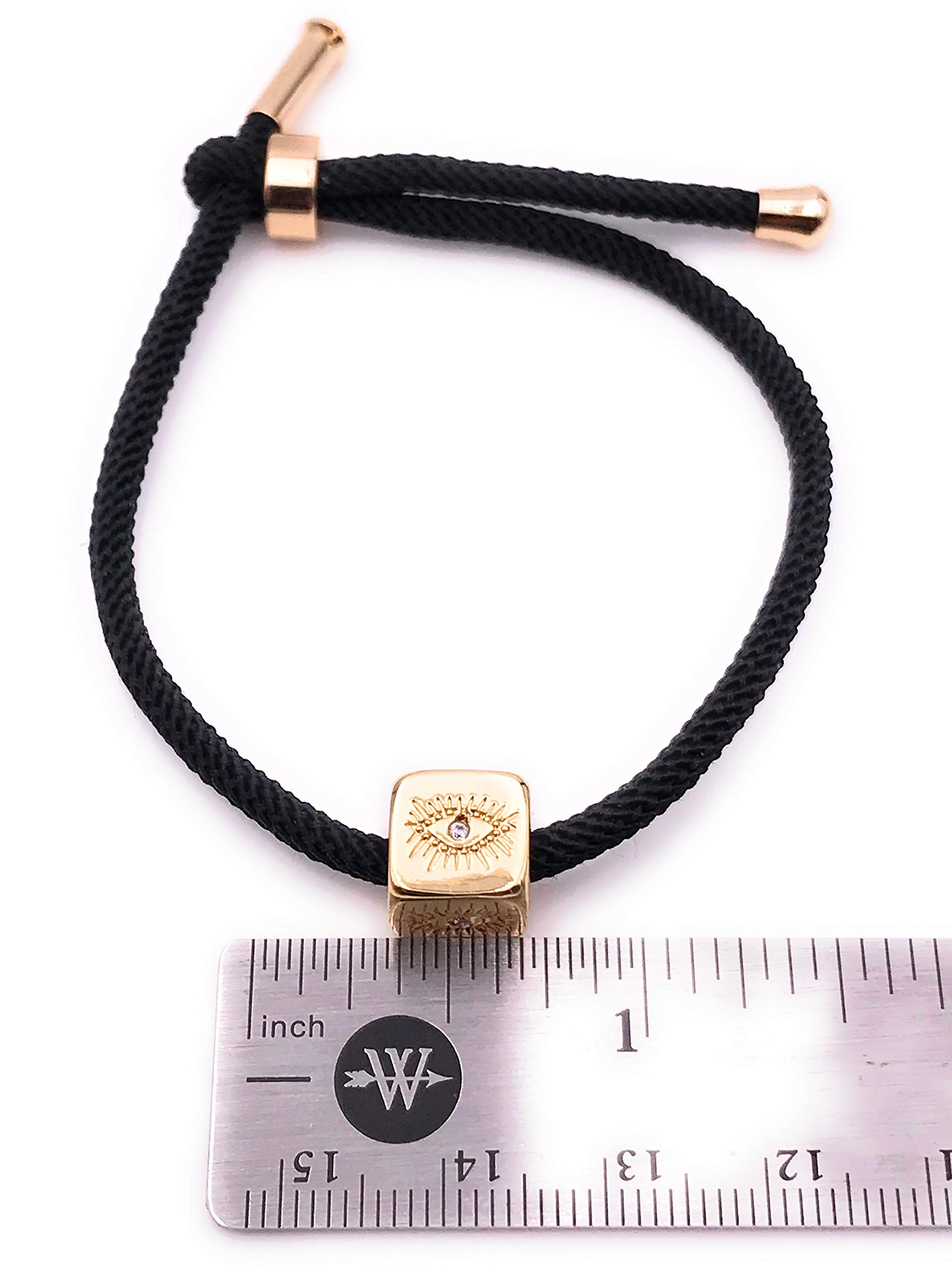 AA Handmade Black Cord Evil Eye Cube Bracelet - Protection Jewelry for Women & Men, Boho Chic Adjustable Wristband for Good Luck & Positive Energy | Perfect for Gifts, Spiritual Healing & Everyday Wear