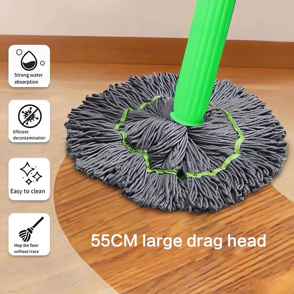 2 in 1 Self-Wringing Spin Mop - 360° Rotating Microfiber Floor Mop for Wet & Dry Cleaning | Quick-Drying, Lightweight & Absorbent | Perfect for Bathroom, Kitchen, Tile & Hardwood Floors