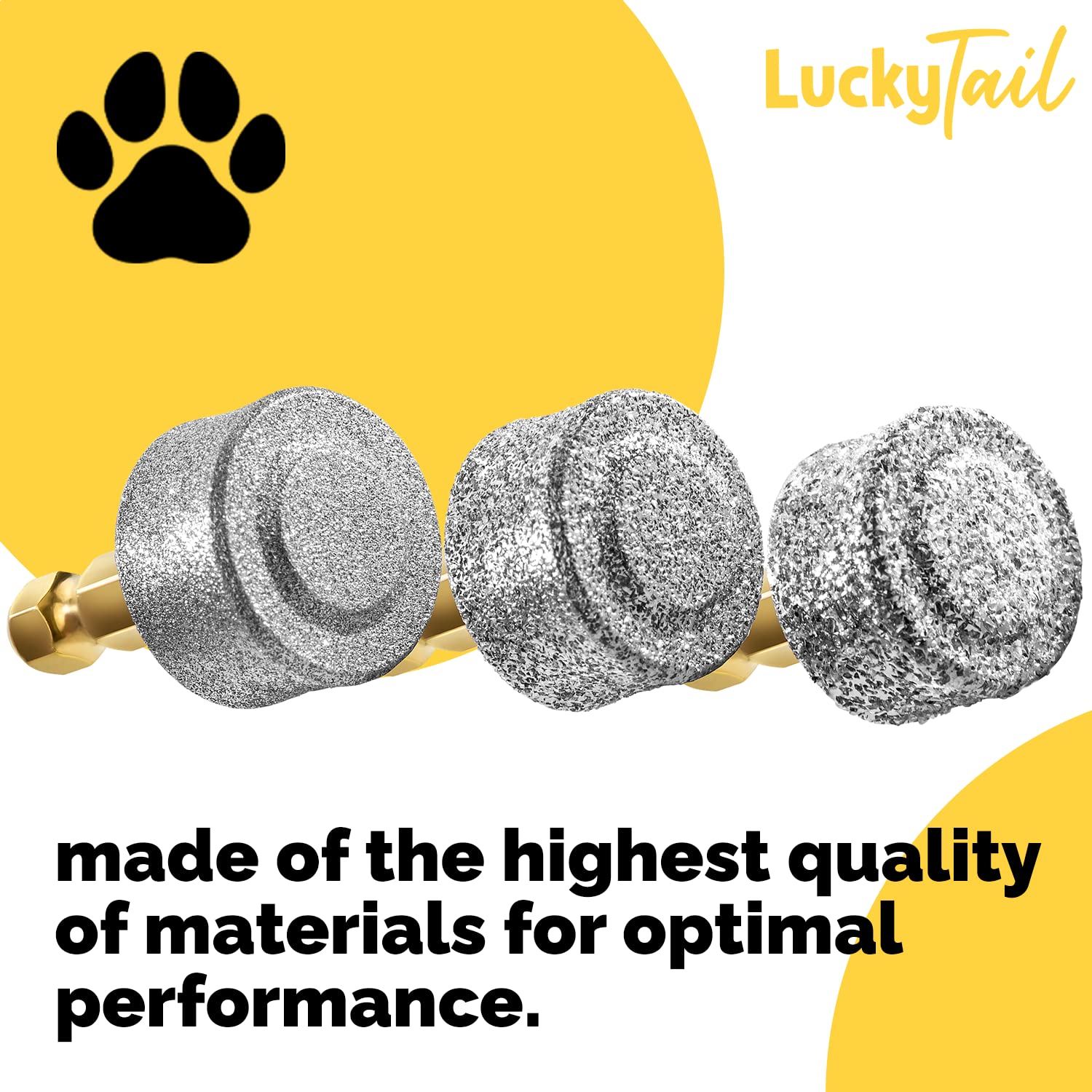 LuckyTail Dog Nail Grinder for Small & Large Dogs - Professional Pet Grooming Kit with Diamond Tip Drill Bit & 3 Replacement Heads (Regular, Hard, Soft) - Premium Quality Nail Trimmer for Safe At-Home Grooming | Perfect for Puppy Care & Senior Dog Maintenance