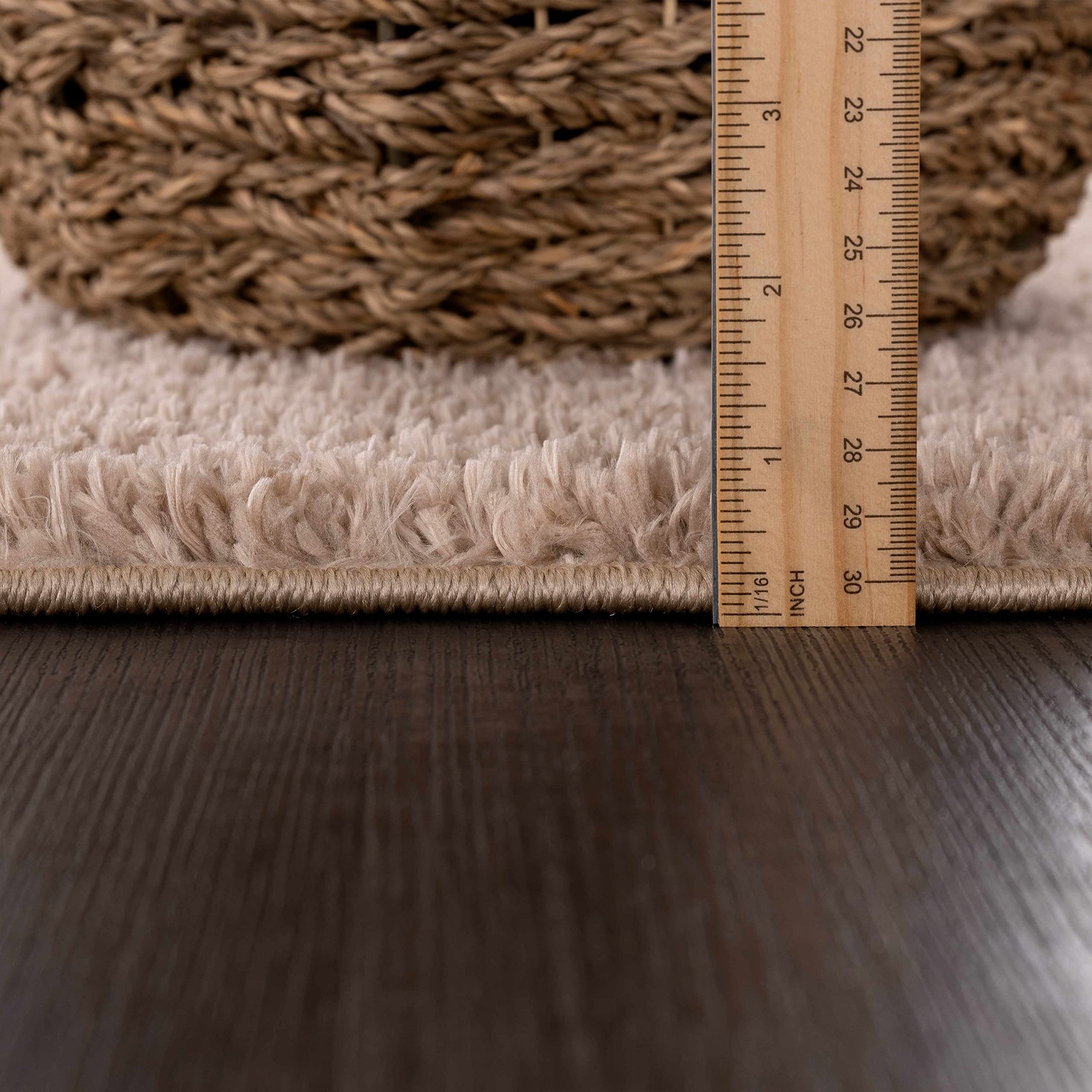 Judy Machine Washable Solid Shag Rug - Soft Fluffy Plush High Pile Carpet for Living Room & Bedroom - Blush & Brown 7'10
