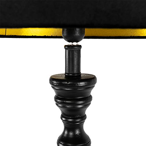 Qazqa Classico Modern Floor Lamp with 45cm Black Shade - 1 Light - Contemporary Home Decor for Living Room, Bedroom, Dining Room & Kitchen