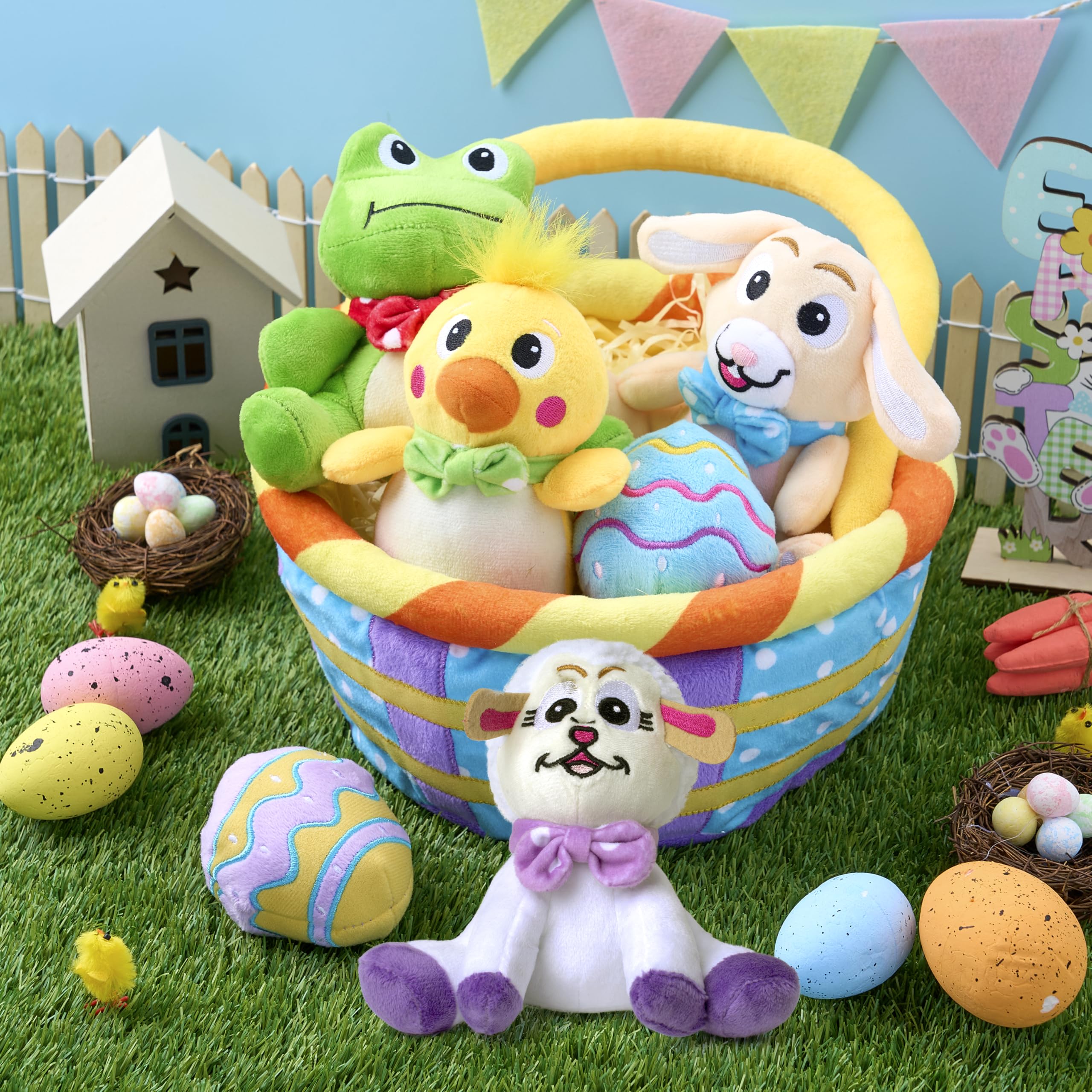 JOYIN 7-Piece Easter Basket Set with Stuffed Plush Toys for Kids - Easter Egg Hunt, Party Favors, Basket Stuffers & Decorations - Perfect for Easter Celebrations, Baby Showers & Kids' Birthday Parties