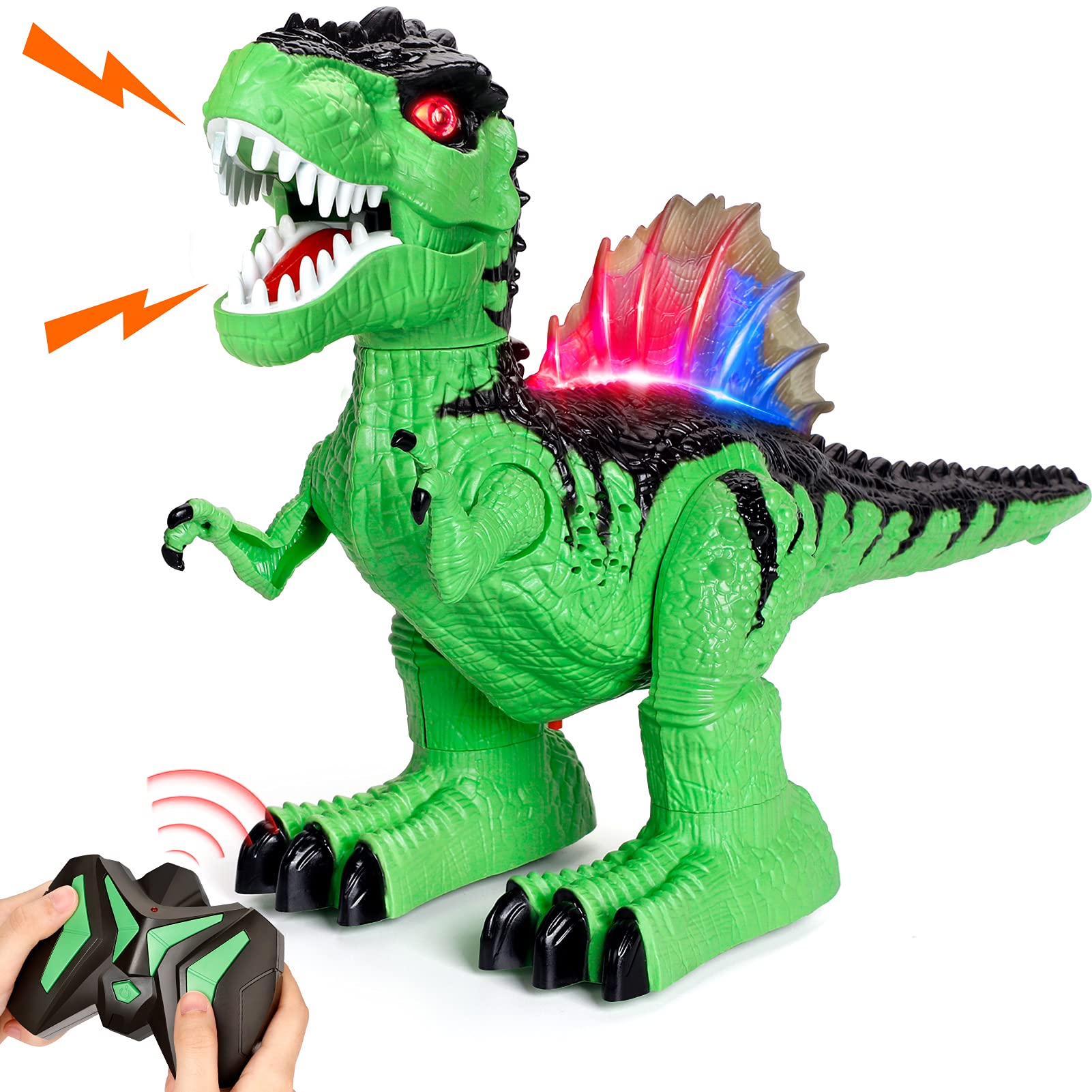 Remote Control Dinosaur Toy for Kids 3+ Years Old - Walking & Roaring RC Robot Dinosaur with Rechargeable Battery, LED Lights & Sound Effects - Electronic Tyrannosaurus Rex for Birthday Gifts & Indoor Play