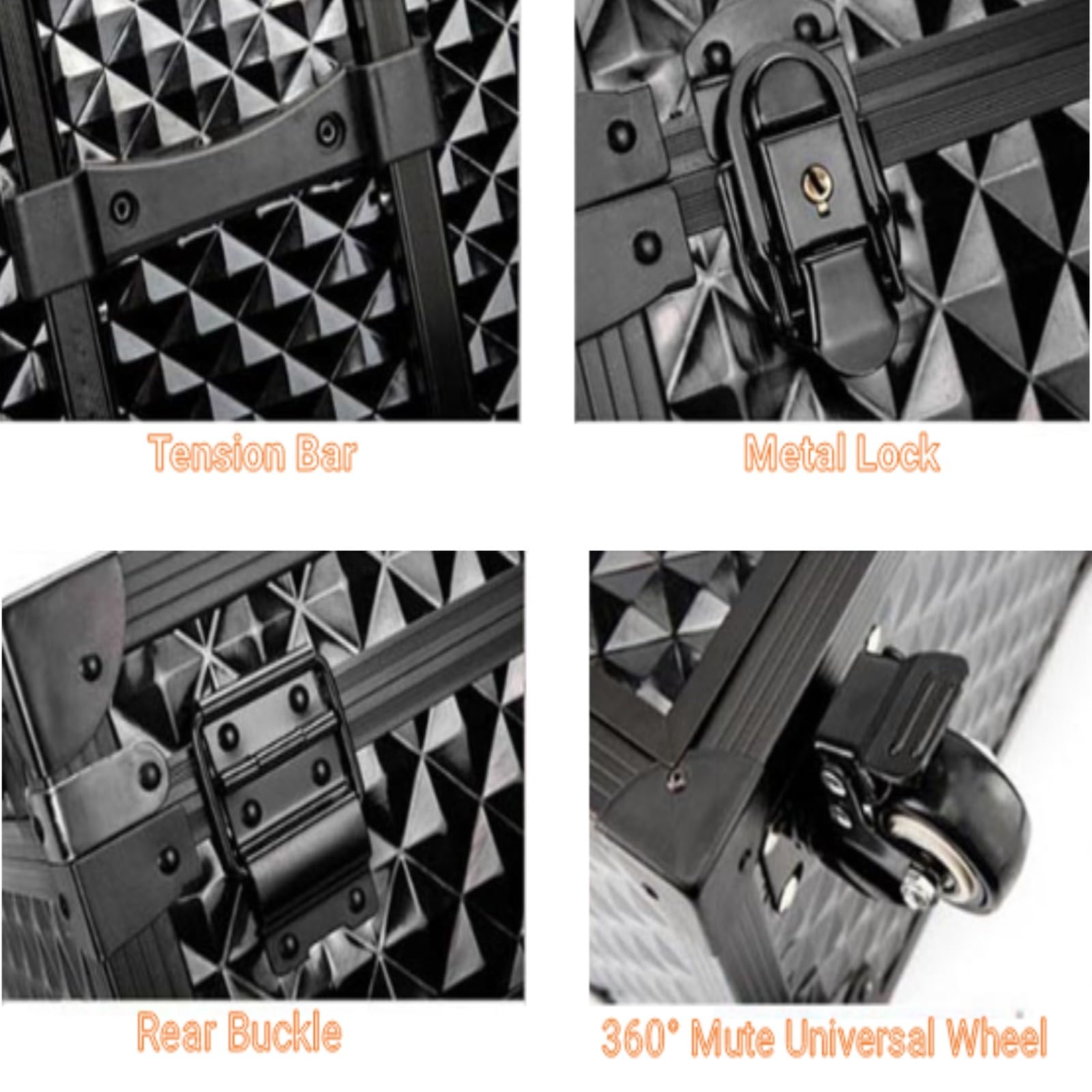 Lockable Rolling Makeup Train Case with Wheels - Professional Hairdressing Travel Organizer for Cosmetologists & Barbers - Portable Cosmetology Trolley with Hairdryer Holder (Style A) - Perfect for Salon Professionals, Mobile Stylists & Beauty School Students