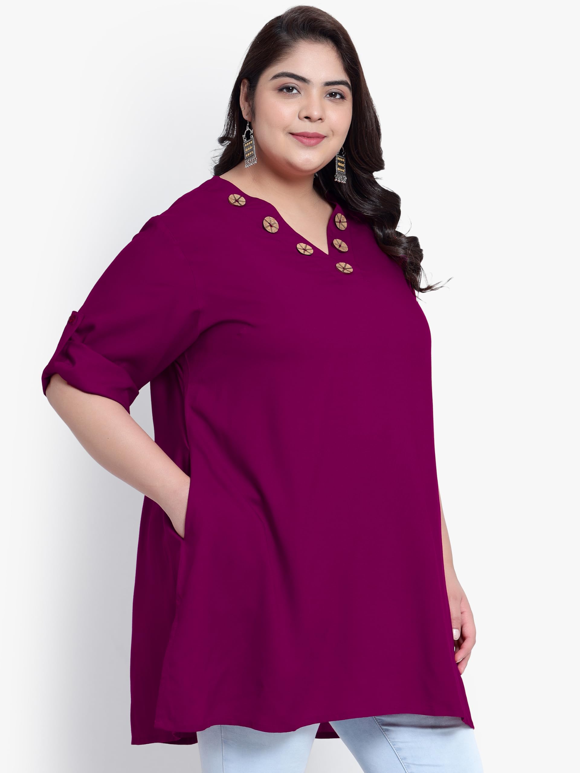 Indietoga Women's Plus Size Casual Longline Tunic Tops (2XL to 7XL) - Flowy Loose Fit Blouse for Work, Travel & Everyday Wear