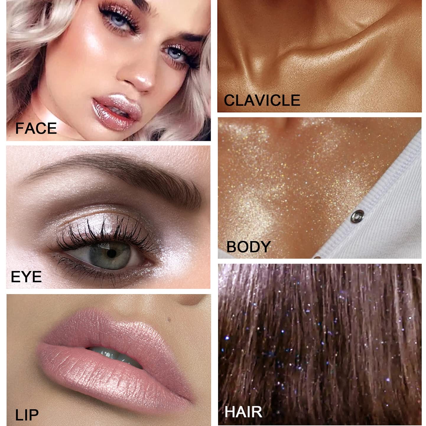 Natural Sparkly Shimmer Highlighting Powder - Face & Body Blusher with Glossy Finish | For Cheeks, Hair & Fairy Makeup Looks | Vegan & Cruelty-Free
