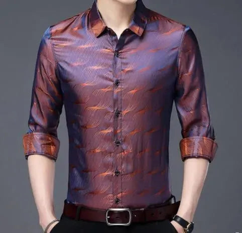 Stewart Men's Satin Summer Shirt - Lightweight Breathable Casual Button Down Shirt for Outdoor Activities, Beach Vacations & Summer Parties