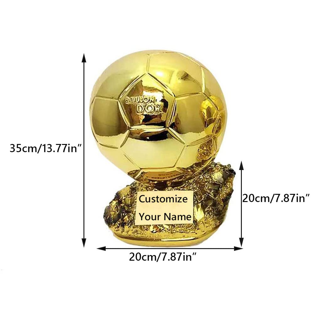 Golden Ball Trophy Replica - Best Football Player Award Cup, 35cm Gold Soccer Trophy for Fans Collection & Home Decor | Perfect for Sports Memorabilia Displays, Man Cave Decor, and Football Fan Gifts
