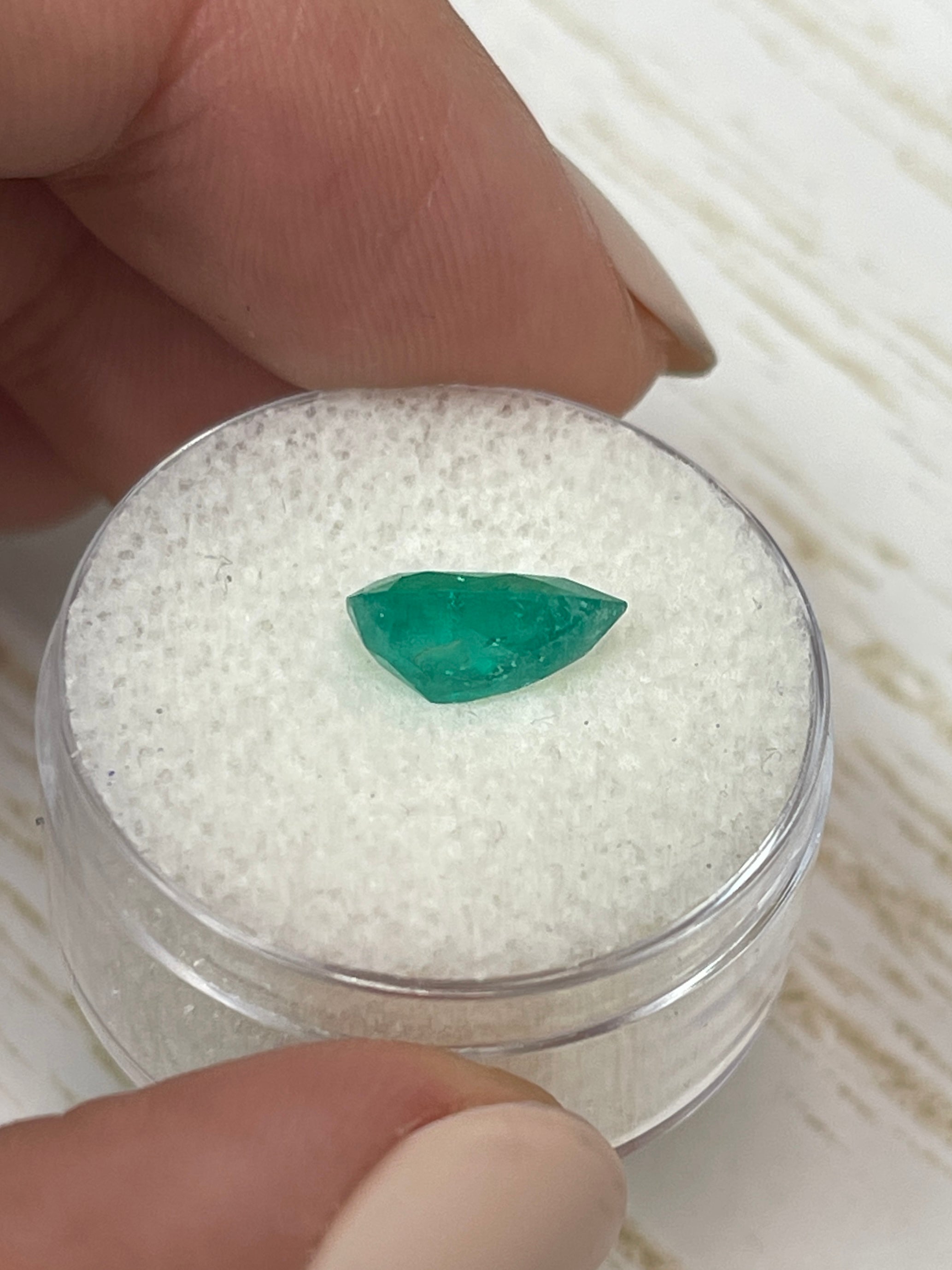 1.62 Carat Vivid Green Natural Loose Colombian Emerald Pear Cut Gemstone for Jewelry Making, Engagement Rings & Luxury Gifts
