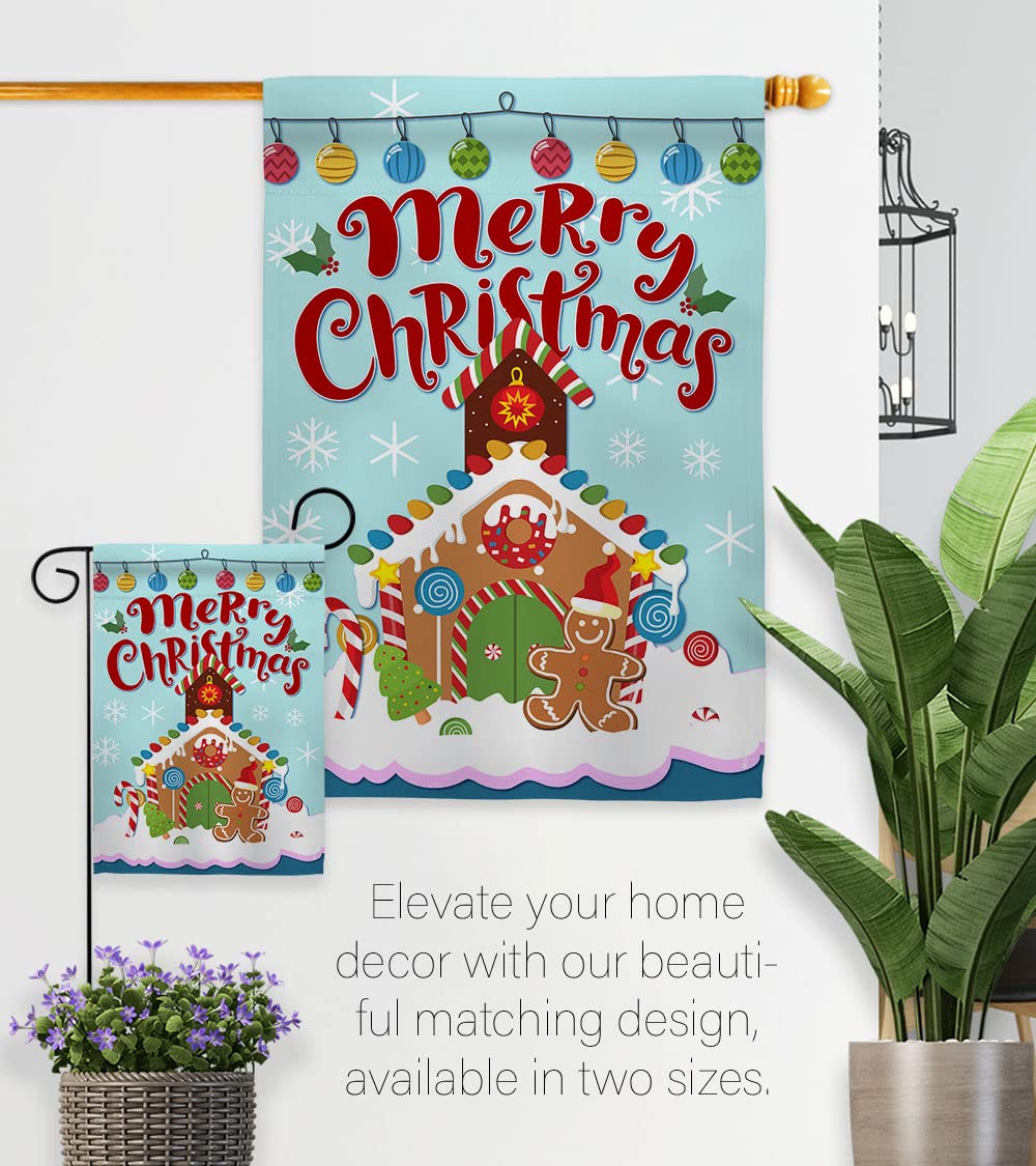 Gingerbread Christmas House Flag Set 28x40