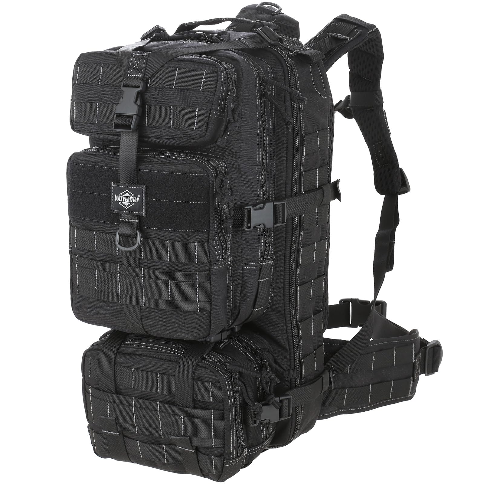 MAXPEDITION Gyrfalcon 36L Tactical Backpack (Black) - Military Grade MOLLE Rucksack with Detachable Waist Pack & Internal Frame | Survival Gear, Bug Out Bag, Hiking, Camping & Outdoor Adventures | Model PT1054B