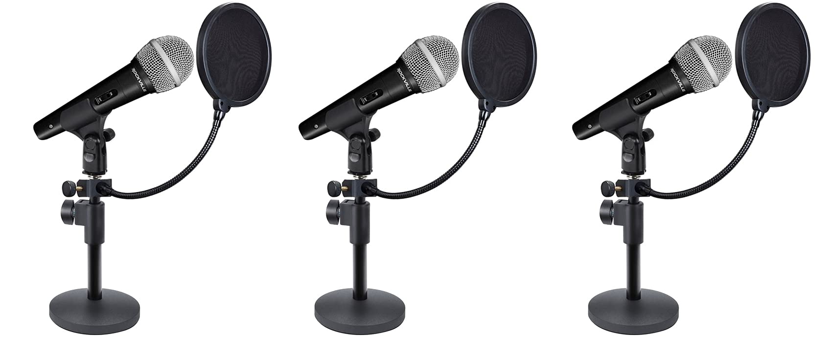 Rockville Professional Microphone Kit with Desktop Stand & Pop Filter - Perfect for Recording, Studio, Podcasting & Live Streaming