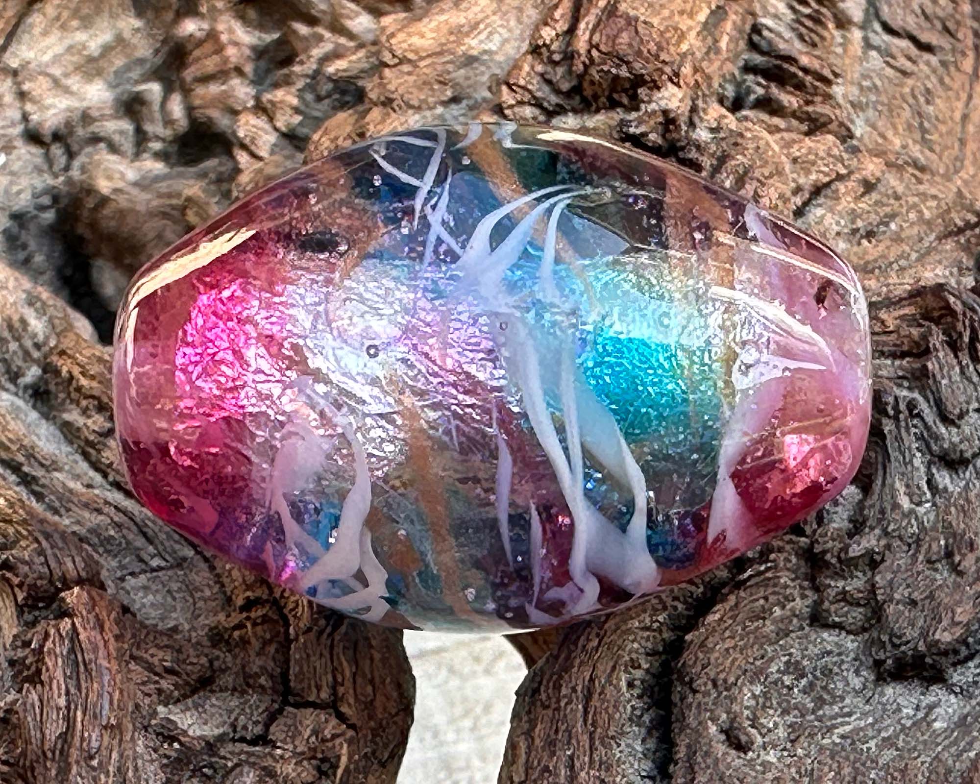 Pink Opal Oasis Lampwork Focal Bead SRA - Handmade Glass Bead for Jewelry Making, DIY Crafts & Beading Projects - Perfect for Necklaces, Bracelets & Earrings