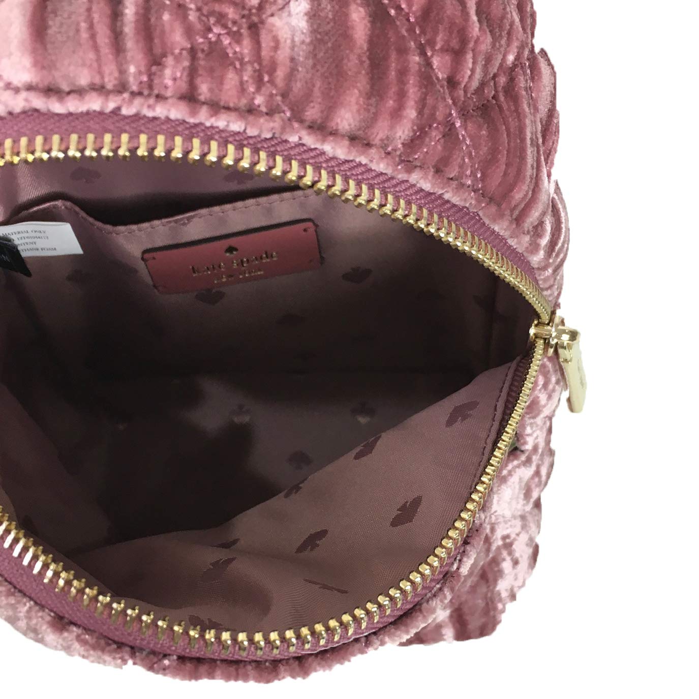 Kate Spade Natalie Crushed Velvet Convertible Mini Backpack for Women - Pomegranate Pink Crossbody Purse | Perfect for Travel, Work & Everyday Use