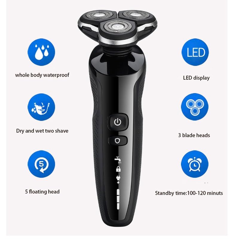 Electric Head Shaver for Bald Men - Rechargeable Wet/Dry Waterproof Razor with Fast Charging | Perfect for Smooth Head Shaving & Beard Trimming at Home or Travel
