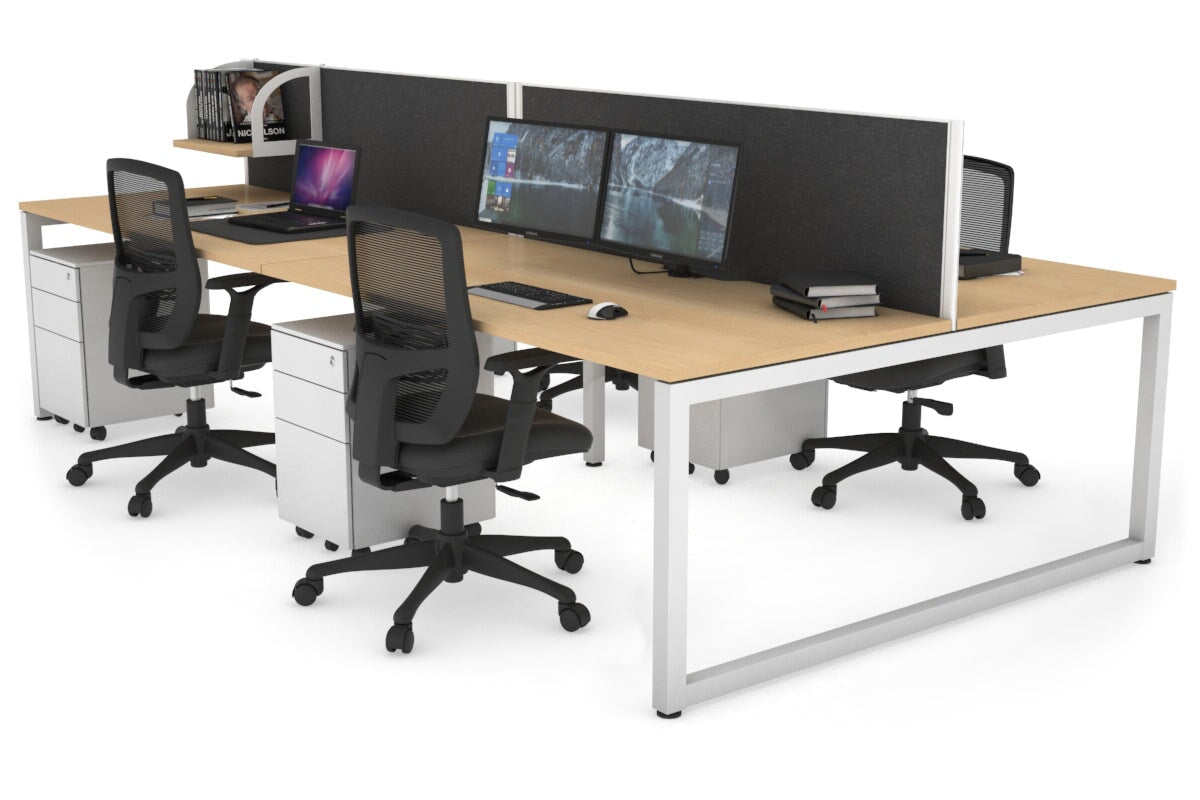 Quadro Loop Legs 4-Person Office Workstation - 1400L x 800W with Cable Management Scallop - Perfect for Collaborative Workspaces & Open Office Environments