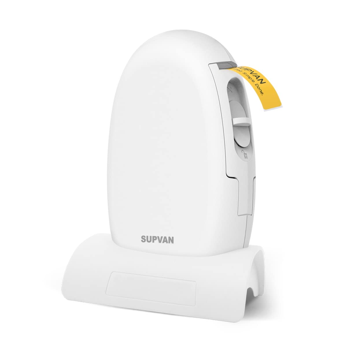 SUPVAN E10 White Bluetooth Label Maker with Label Tape & Accessories - Portable Label Printer for Home, Office, Warehouse Organization - Includes White Stand Base for E10 Bundled Products