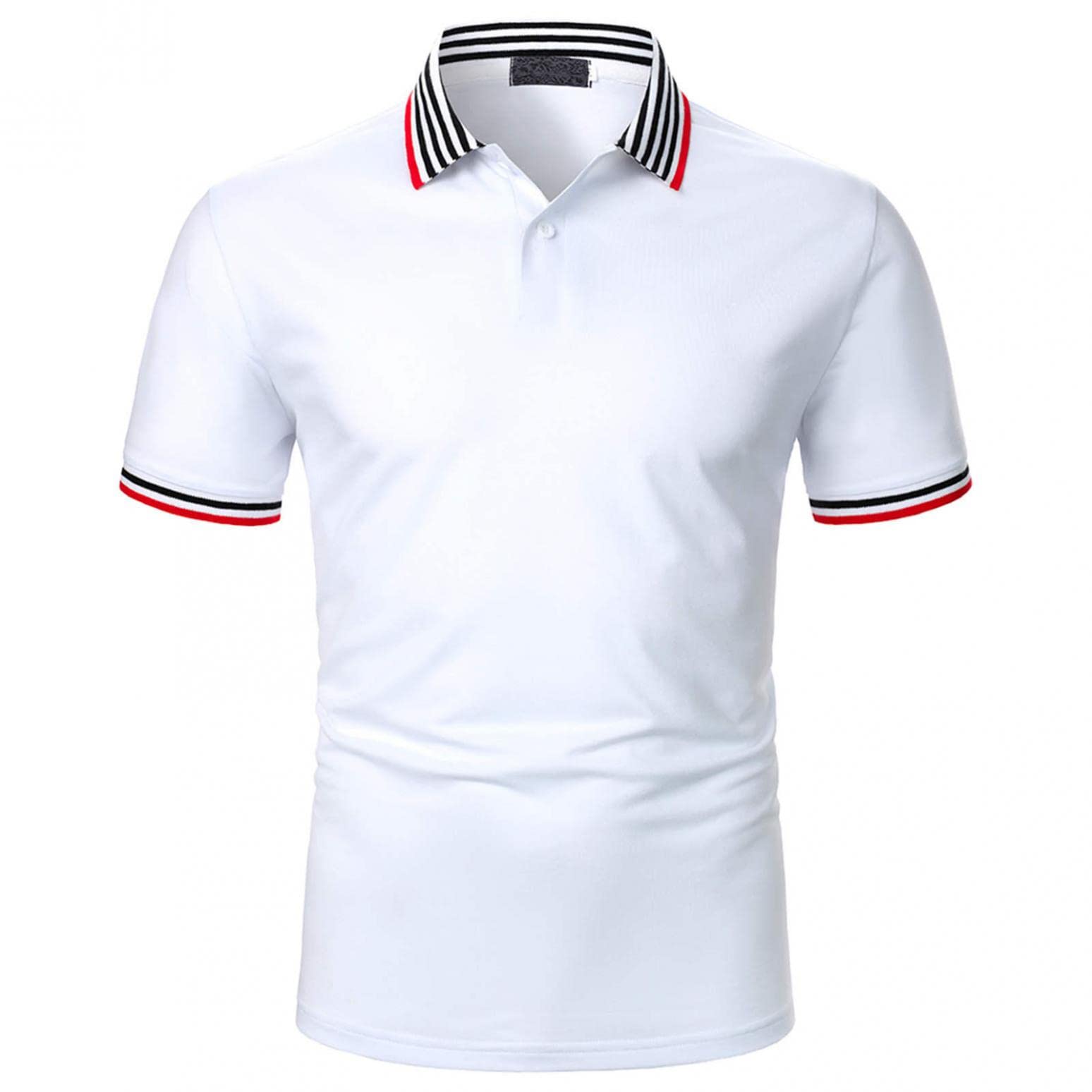 Men's Slim Fit Polo Shirts with Leaf Print - Short Sleeve Turn Down Collar Sports T-Shirts for Golf, Tennis & Casual Wear