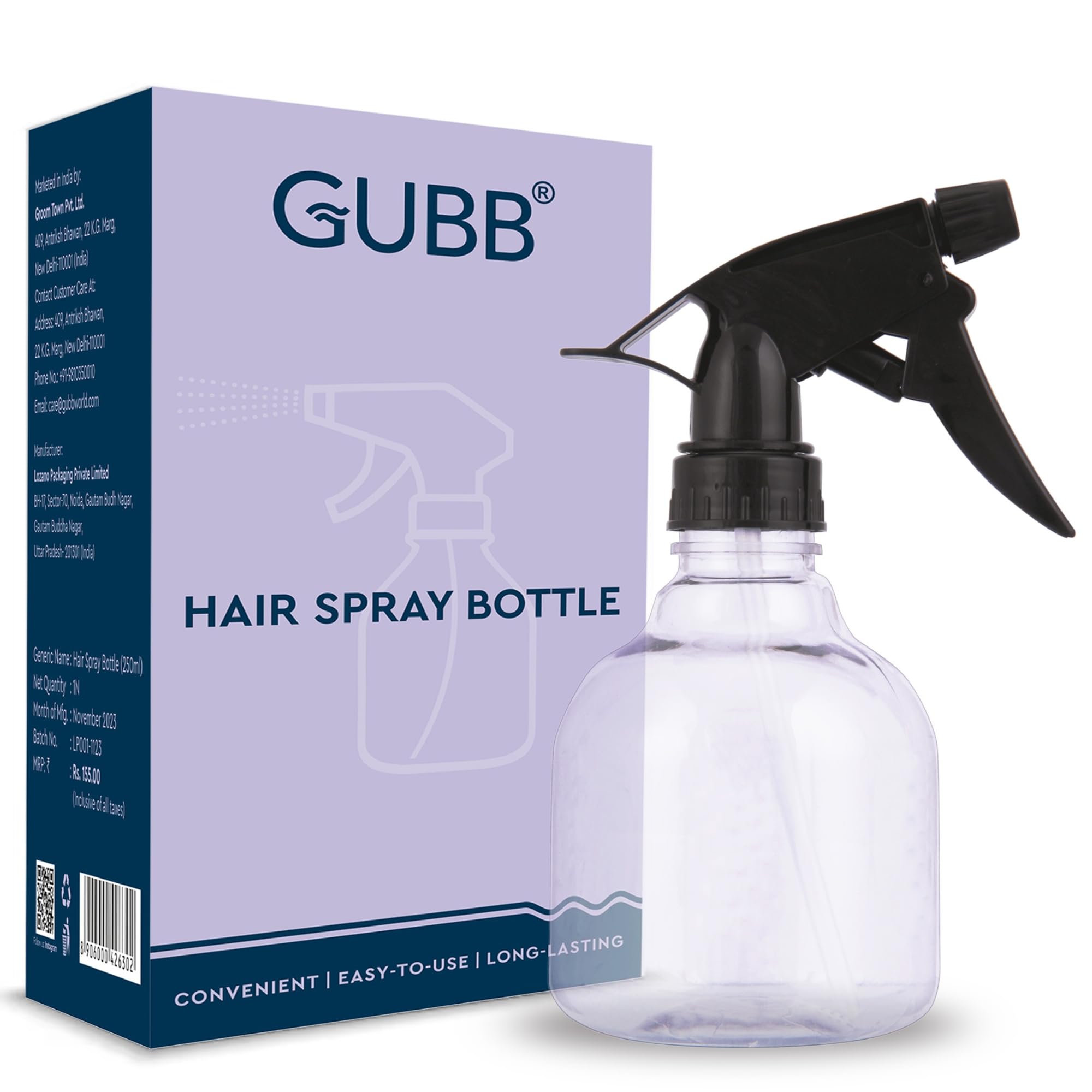 **GUBB Fine Mist Hair Spray Bottle - Professional Refillable Spritz Bottle for Salon & Home Use | Hair Styling, Plant Watering, DIY Treatments & More | Perfect for Stylists, Gardeners & Beauty Enthusiasts**