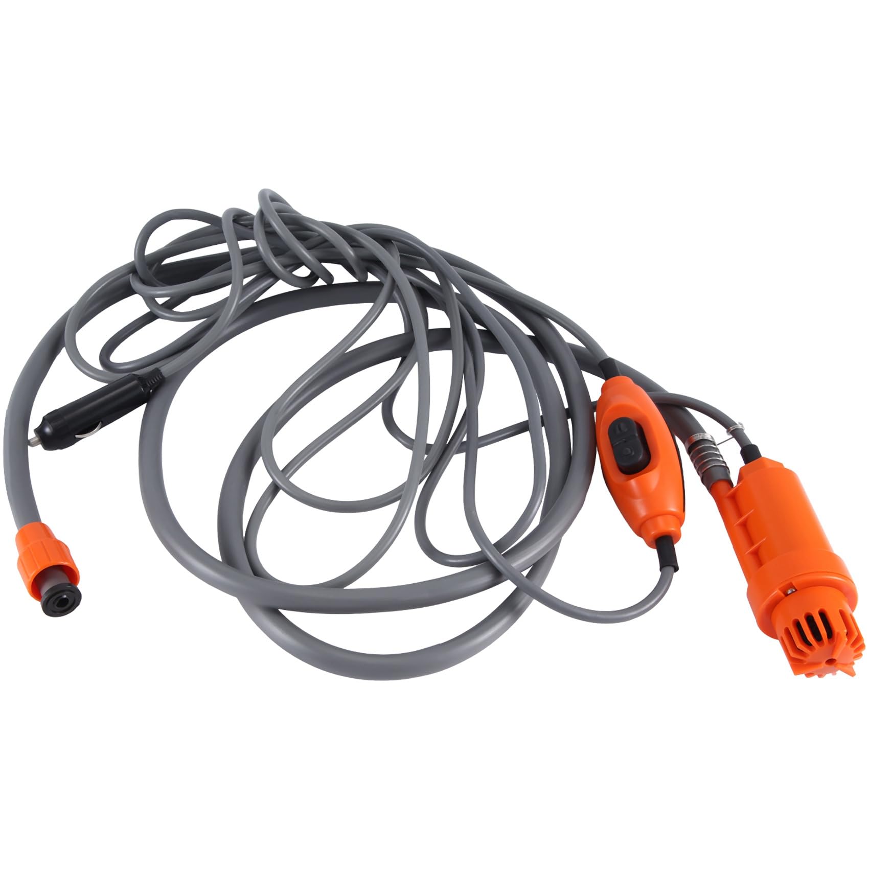 12V Portable Car Shower Kit - Universal Car Washing Machine with High Pressure Pump & Hose - Perfect for RV, Camping, and Outdoor Vehicle Cleaning (Orange)