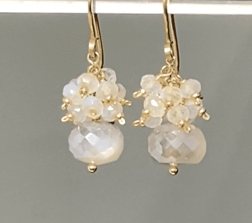 Natural Rainbow Moonstone Cluster Earrings with Grey Mystic Moonstone – Handmade Boho Jewelry for Women | Perfect for Weddings, Parties & Spiritual Healing