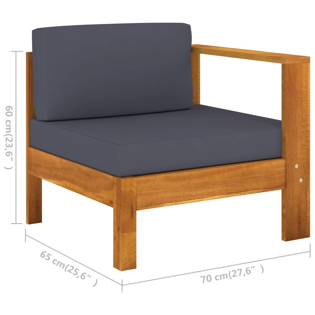 5-Piece Acacia Wood Patio Lounge Set with Dark Gray Cushions & Coffee Table - Modern Outdoor Sectional Sofa for Garden, Backyard, Poolside & Deck Relaxation