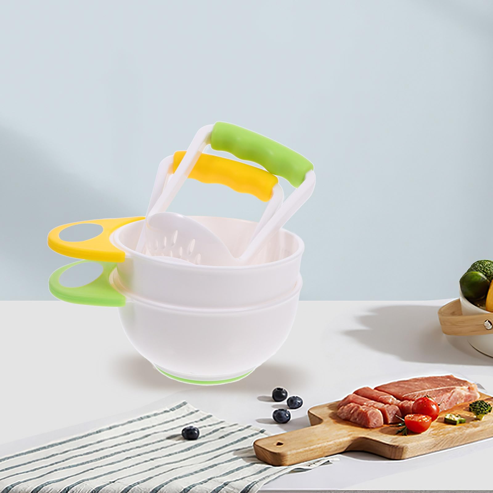 TOYANDONA 2-Pack Multi-Functional Baby Food Grinder - Fruit & Vegetable Masher Bowl for Toddlers - Perfect for Homemade Purees, Baby-Led Weaning & On-the-Go Feeding