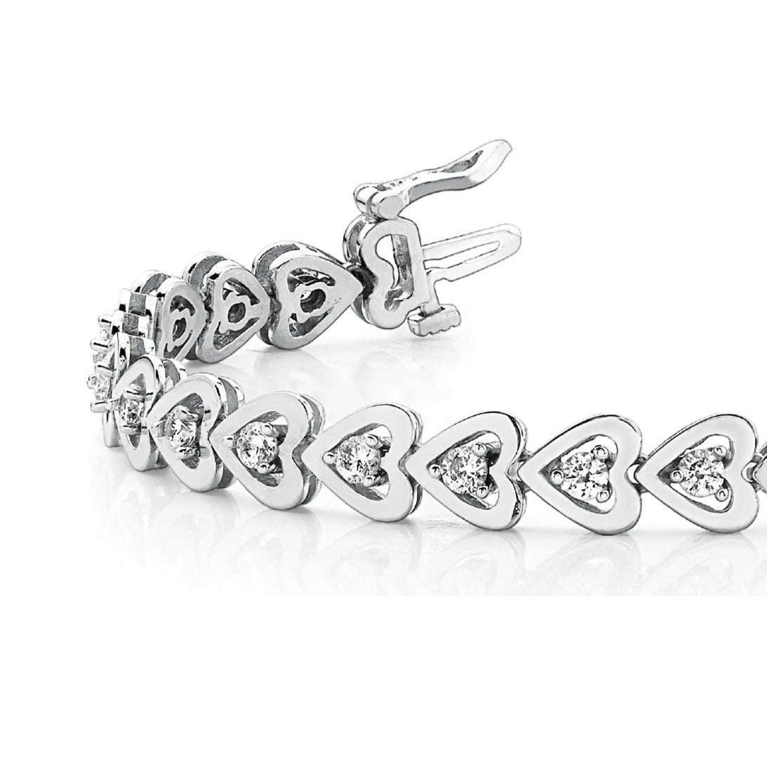 1.50 Carat Round Diamond Heart Framed Tennis Bracelet for Women - Elegant Jewelry Gift for Anniversary, Wedding & Special Occasions