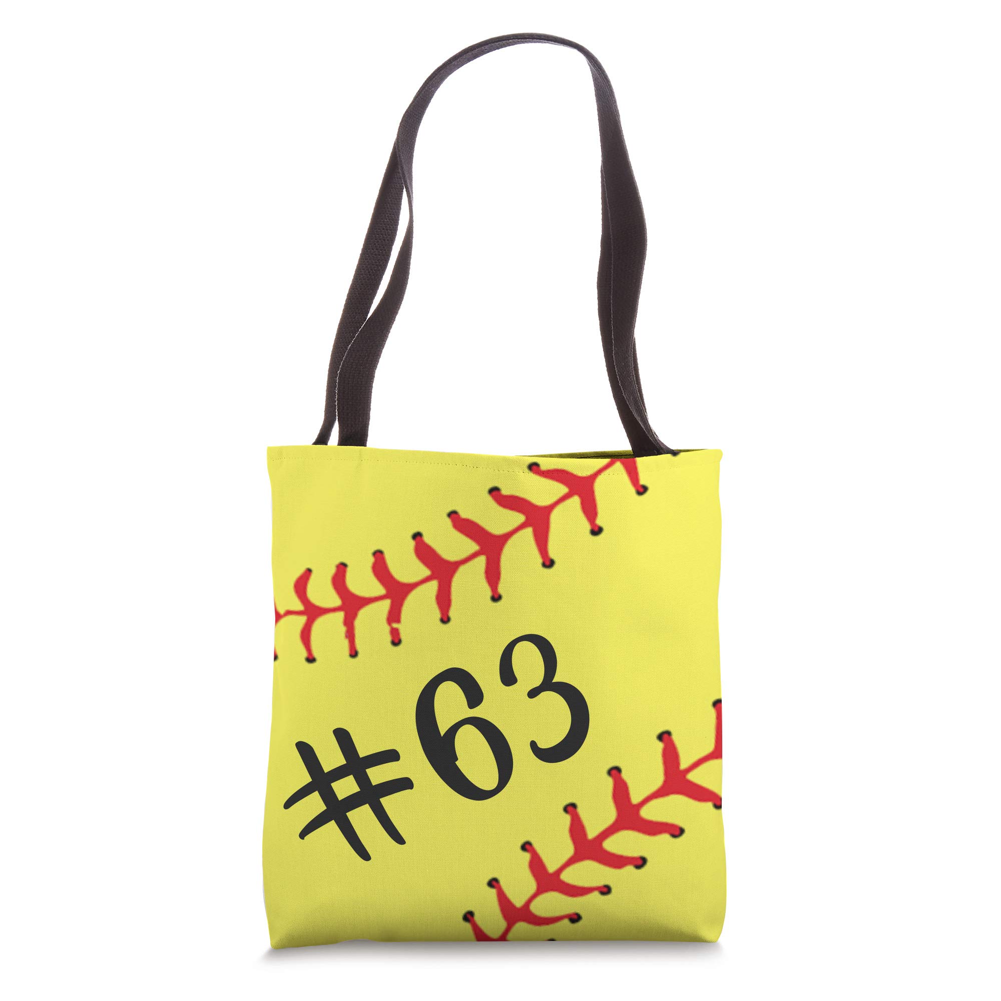 Custom #63 Softball Jersey Player Tote Bag - Sporty Gift for Softball Fans & Athletes - Perfect for Games, Practice, and Team Spirit