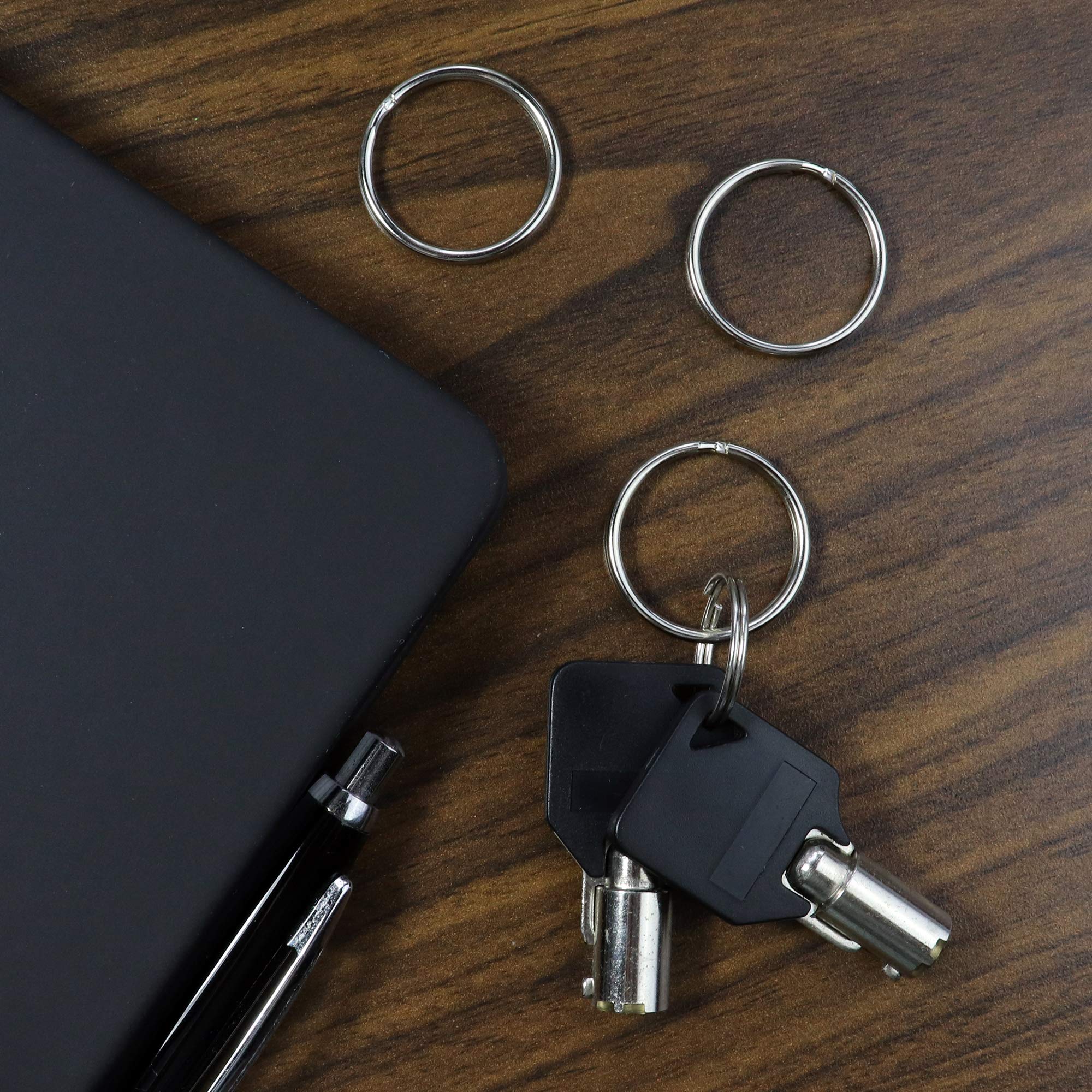 Metal Key Rings 100pcs - 1 Inch Round Split Rings for Keys, Crafts & Lanyards - Nickel Plated Silver for Home & Office Use