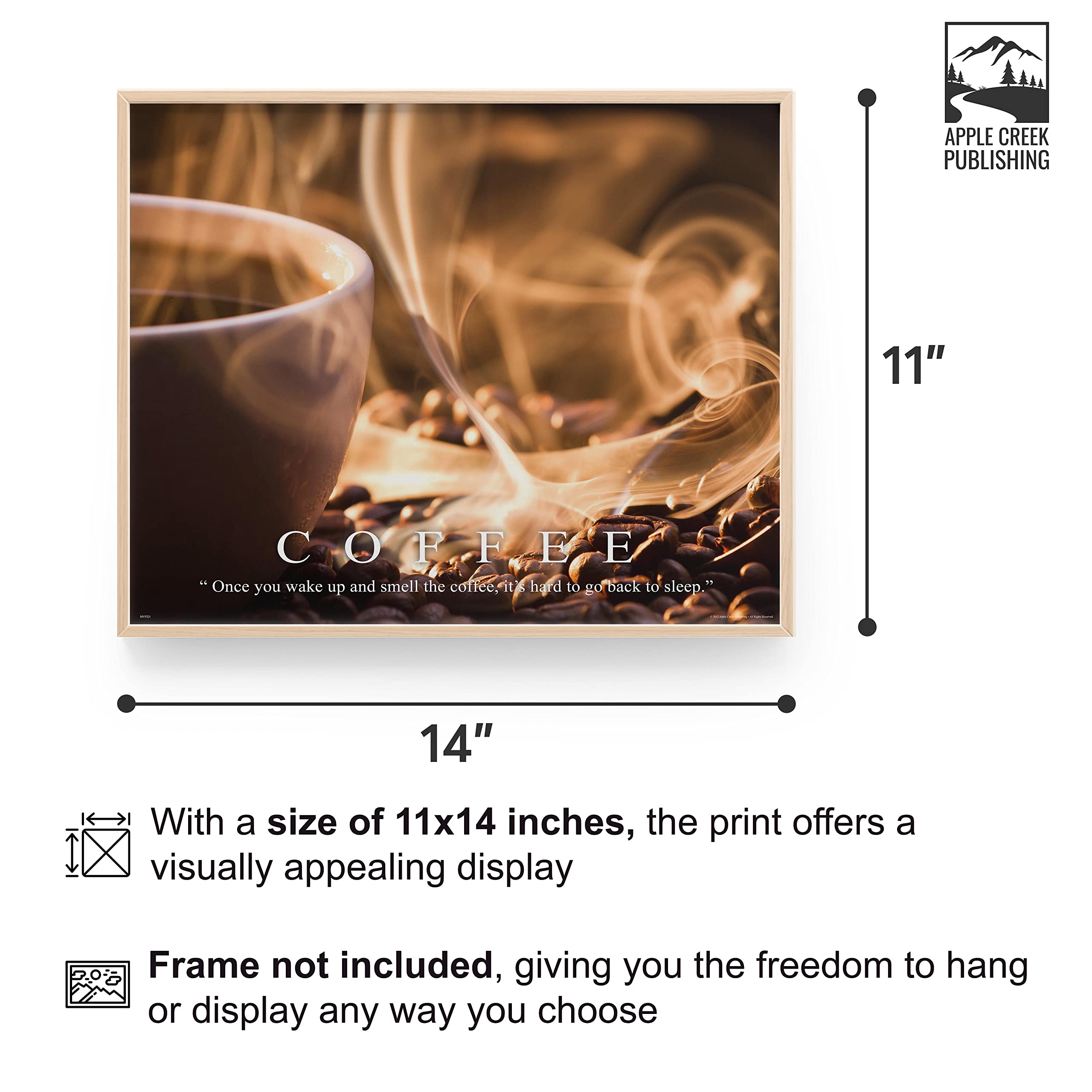11x14 Coffee Motivational Poster Art Print - Grinder Beans Press Espresso Pot Wall Decor Pictures for Kitchen, Office & Cafe - Perfect for Coffee Lovers & Home Decor