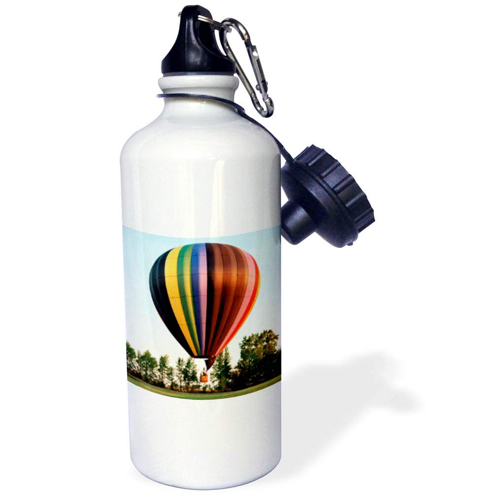 3D Rose Hot Air Balloon Sports Water Bottle - 21 oz Insulated Stainless Steel Bottle with Leak-Proof Lid - Perfect for Gym, Hiking & Outdoor Activities | White