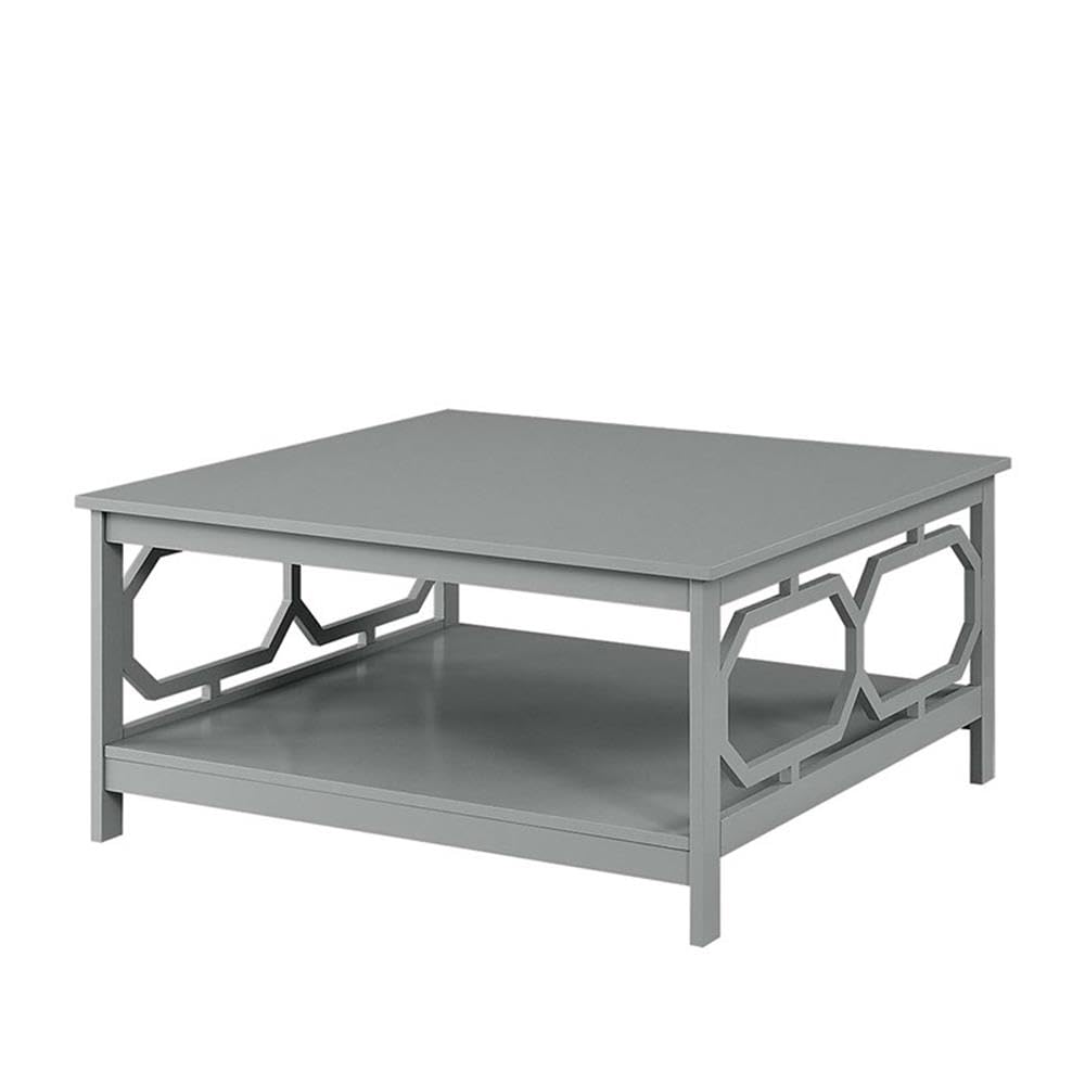 Pemberly Row 36 Inch Square Coffee Table - Gray Wood Finish - Modern Living Room Center Table for Home Decor & Entertainment