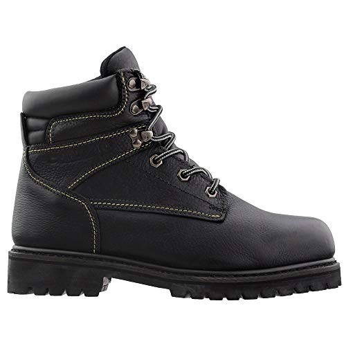 Chinook Men's Steel Toe Work Boots - Black Safety Shoes for Mechanics & Construction | Durable Non-Slip Work Boots for Industrial & Outdoor Work