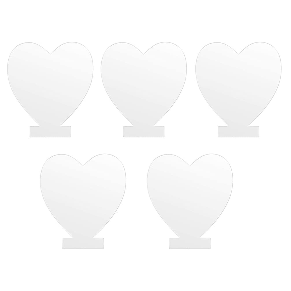5Pcs Clear Acrylic Light Plates for LED Signs - Heart Shaped Transparent Cast Boards with Neon Marker Lights - Perfect for DIY Home Decor, Wedding Centerpieces, and Cafe Signage