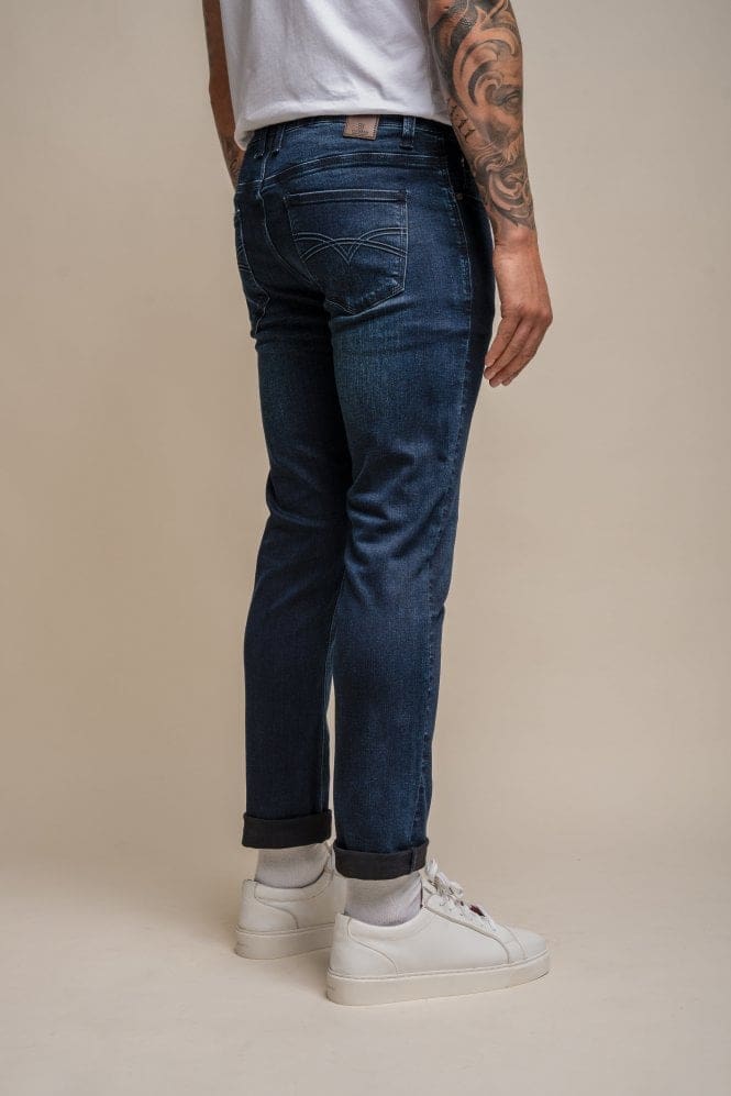 Cavani Milano Blue Denim Jeans for Men - Slim Fit Stretch Comfortable Jeans - Perfect for Casual Wear, Office & Night Out