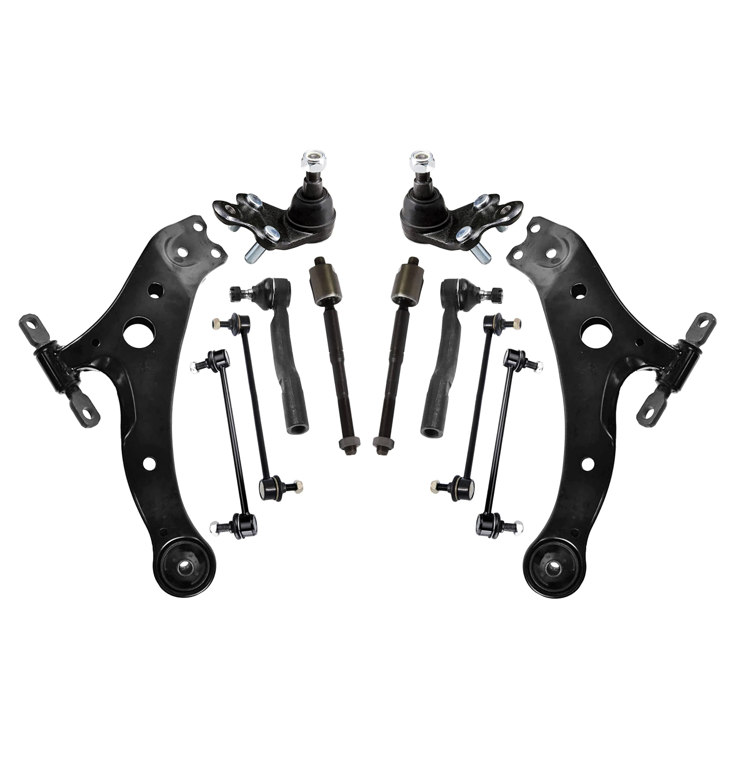 PartsW - 12-Piece Complete Suspension Kit for Toyota Camry 2007-2011 (Excludes Hybrid) - Includes Lower Control Arm, Front/Rear Sway Bars, Tie Rod Ends & Ball Joints | Perfect for Smooth Ride & Enhanced Vehicle Stability