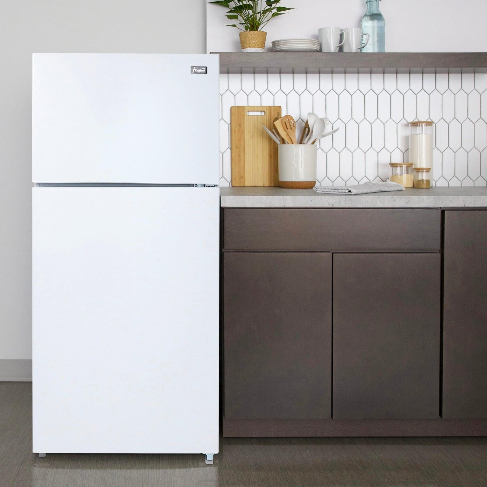Avanti FF18D0W4 18.0 Cu. Ft. Frost Free Apartment Size Refrigerator in White - Compact & Energy Efficient for Small Spaces, Dorms, Studios & Tiny Homes