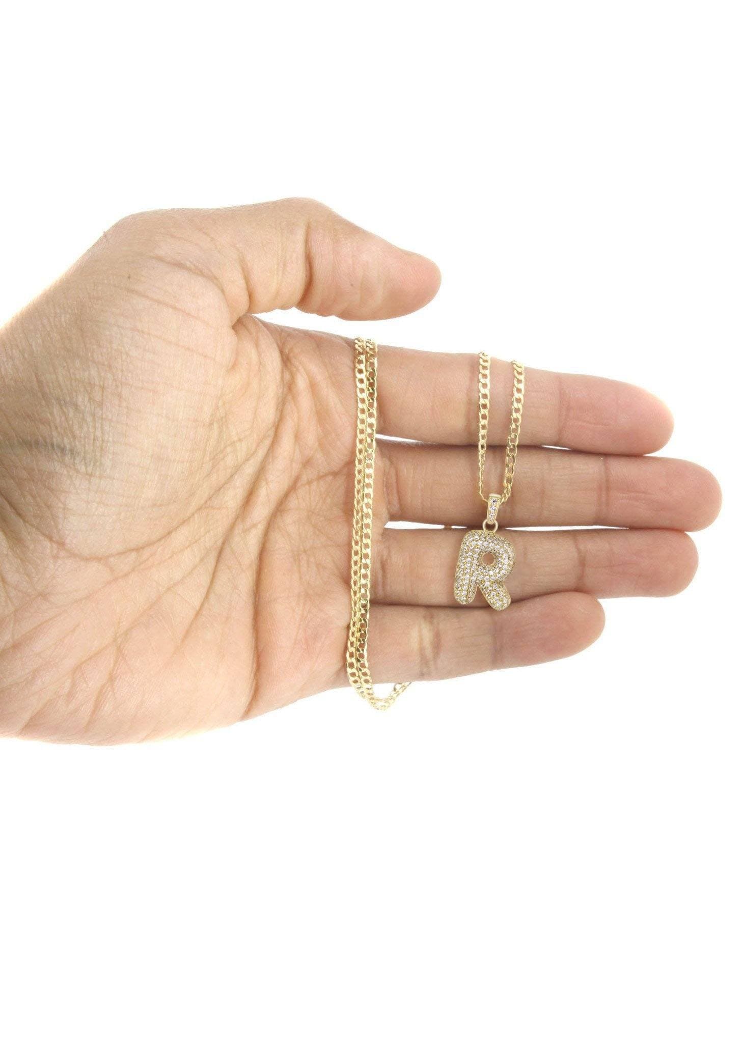 10K Yellow Gold Bubble Letter R CZ Necklace for Women - 4.5 Grams Dainty Initial Pendant Jewelry - Perfect Gift for Birthday, Anniversary & Valentine's Day