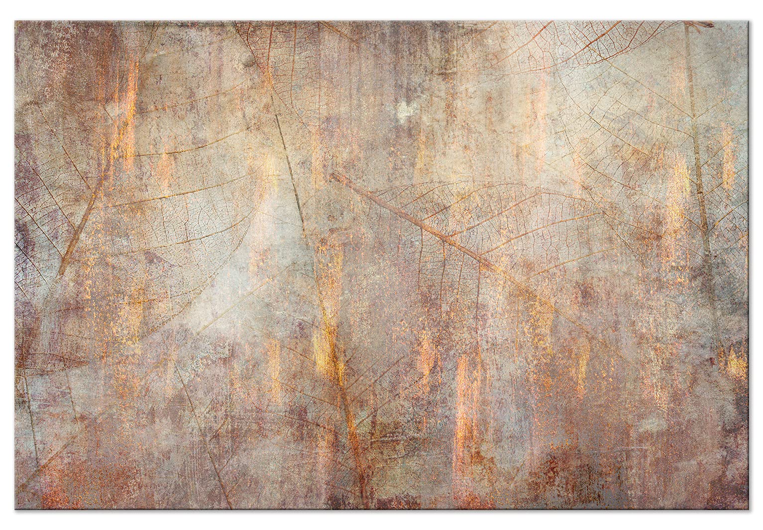 Artgeist Textured Canvas Wall Art - 35x24 in Modern Abstract Leaves Painting, Framed Botanical Print for Living Room, Bedroom & Office Decor