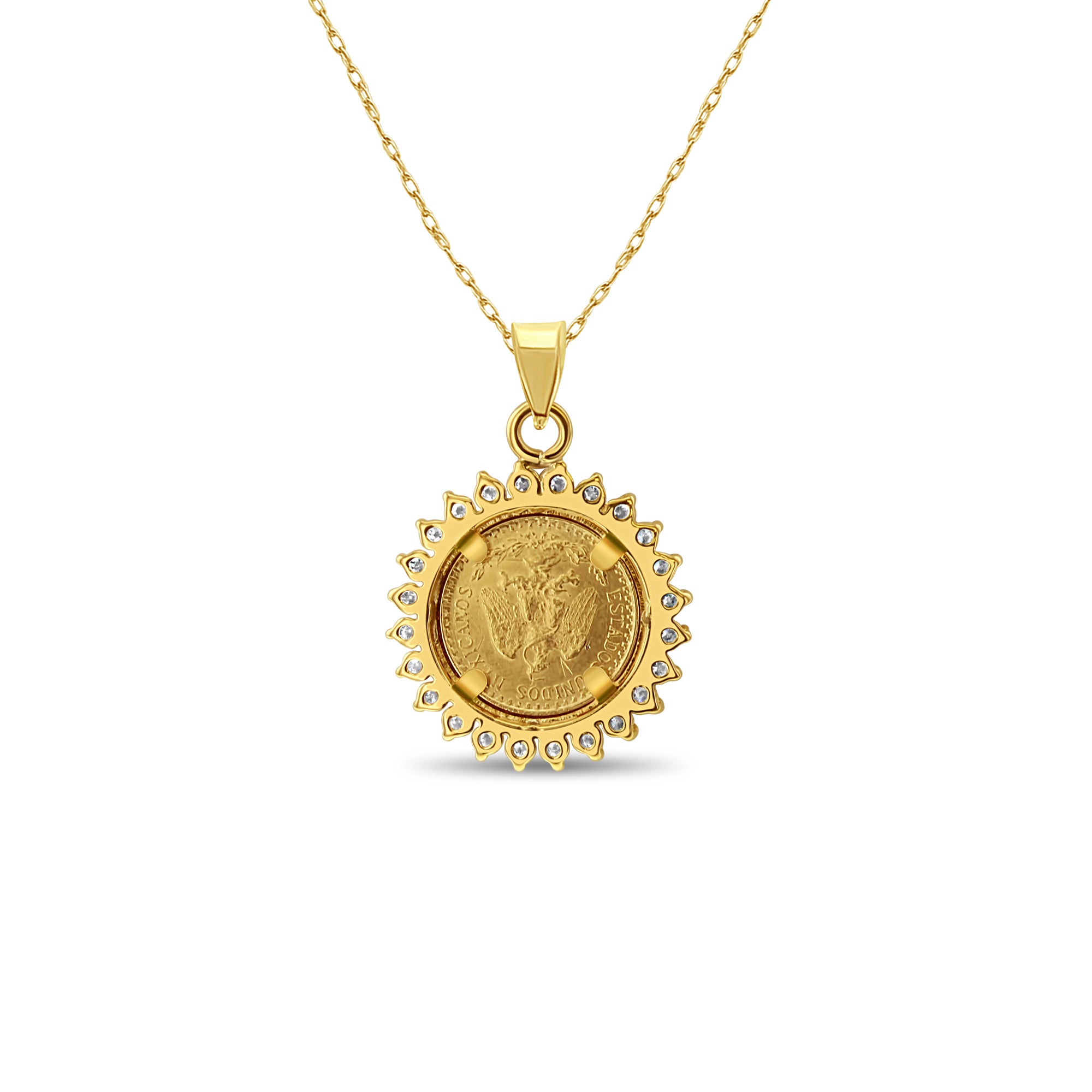 Dos Pesos Diamond Halo Necklace - 14K Gold Pendant with Genuine Diamonds | Elegant Jewelry Gift for Women | Perfect for Anniversaries, Weddings & Special Occasions