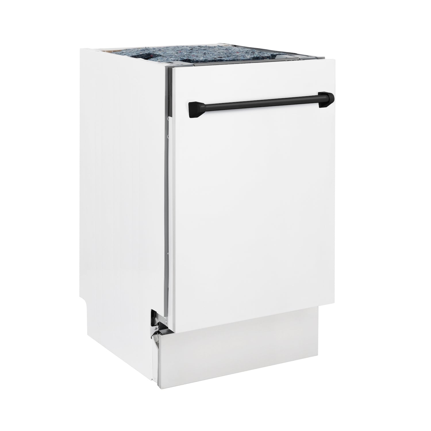 ZLINE Autograph Edition 18 Inch Compact Dishwasher with 3rd Rack - White Matte Finish & Matte Black Handle, Ultra Quiet 51dBa - Perfect for Small Kitchens, Apartments, and RV Living (DWVZ WM 18 MB)