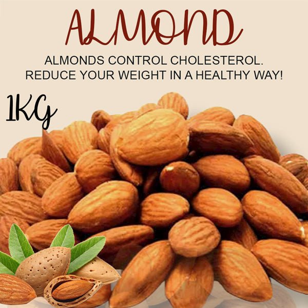 1kg Fresh Raw Almonds (Badam) - Premium Quality, Natural & Unsalted - Perfect for Snacking, Baking, Cooking & Healthy Recipes