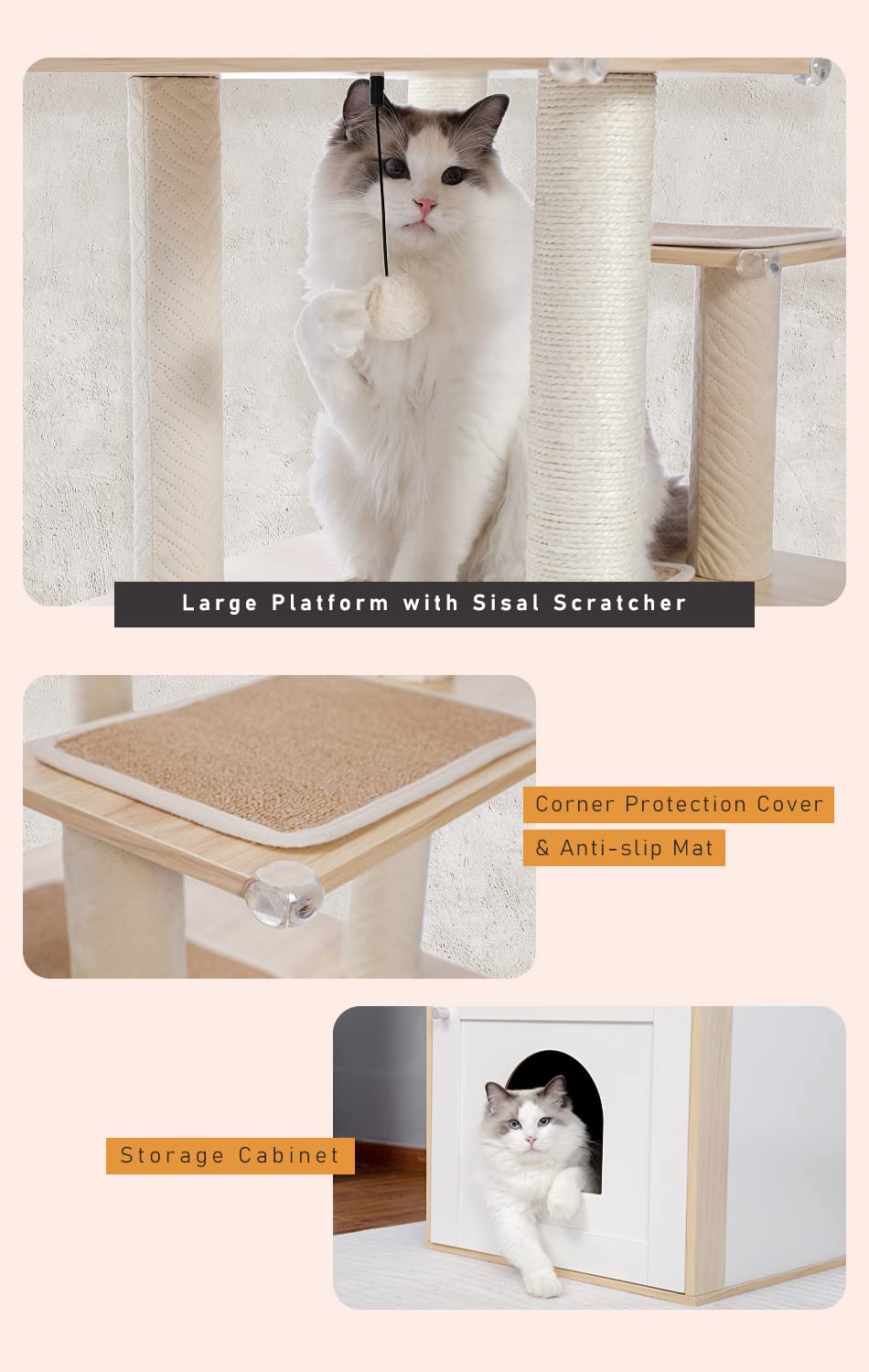 PAWZ Road Cat Tree with Litter Box Enclosure - 56.7