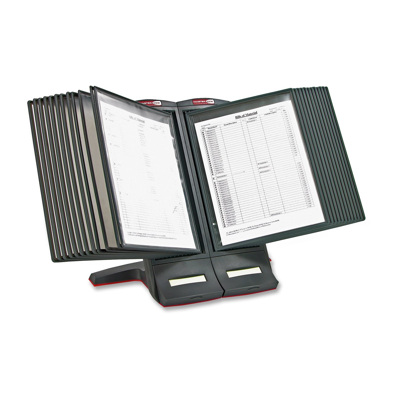 MasterView 24-Sleeve Deluxe Desktop Stand - Two-Sided Document Organizer with 48 Sheet Capacity, Non-Glare & Removable Sleeves - Perfect for Office, Home, or Classroom Organization (MVMD24)