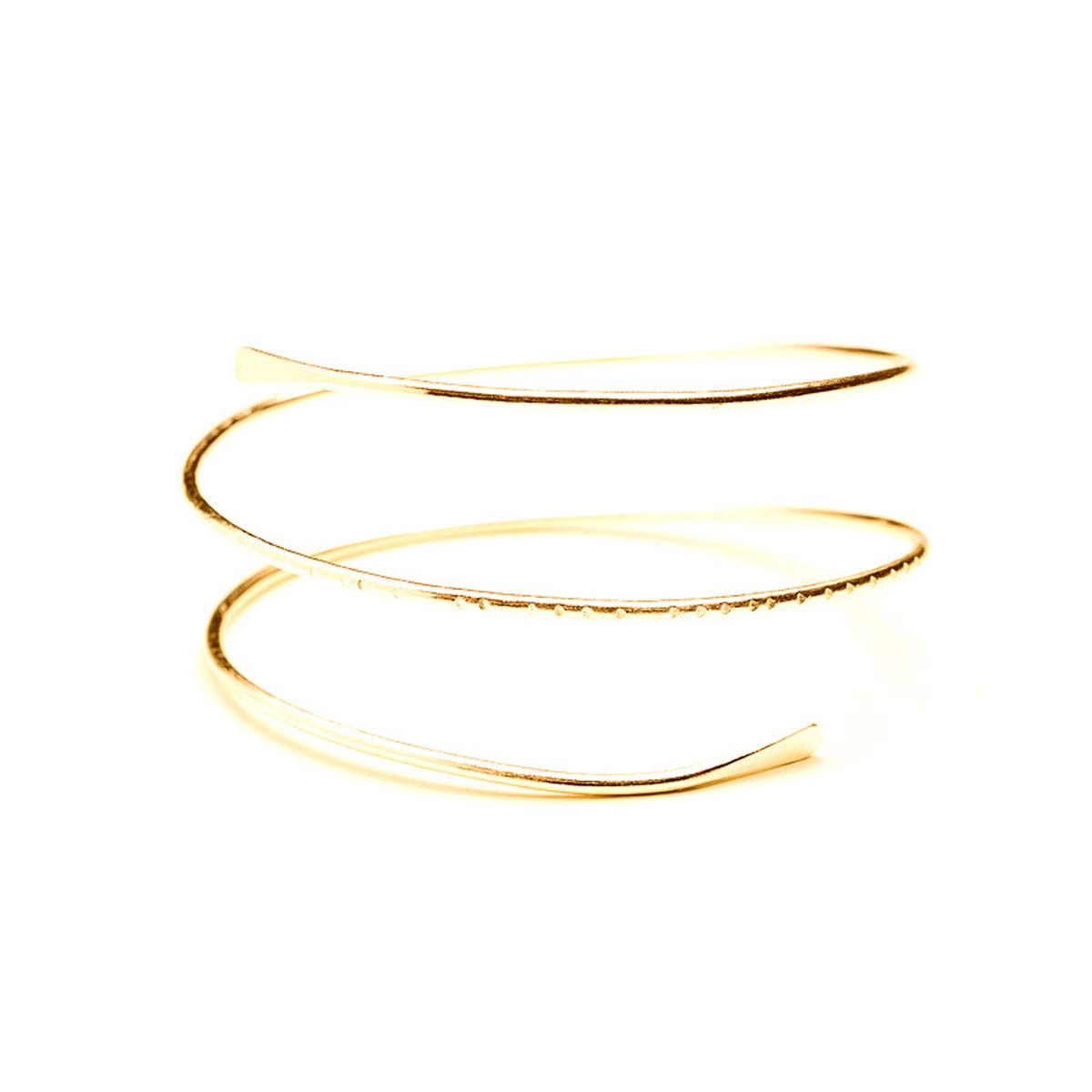 Minimalist Metal Punk Spiral Coil Arm Cuff Bracelet - Adjustable Hammered Wrap Armband Bangle for Women | Gothic Jewelry for Concerts, Parties & Fashion Accessories