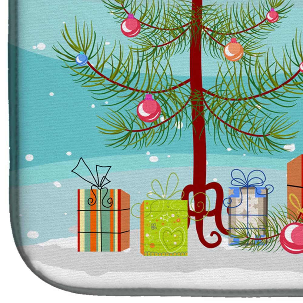 Dalmatian Christmas Dish Drying Mat - Absorbent Kitchen Counter Pad (14x21