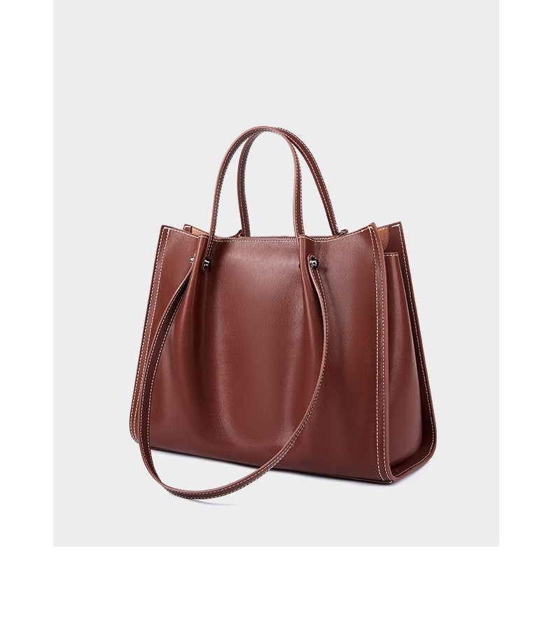 Premium Genuine Leather Large Capacity Tote Bag for Women - Stylish Shoulder Bag for Work, Travel & Everyday Use