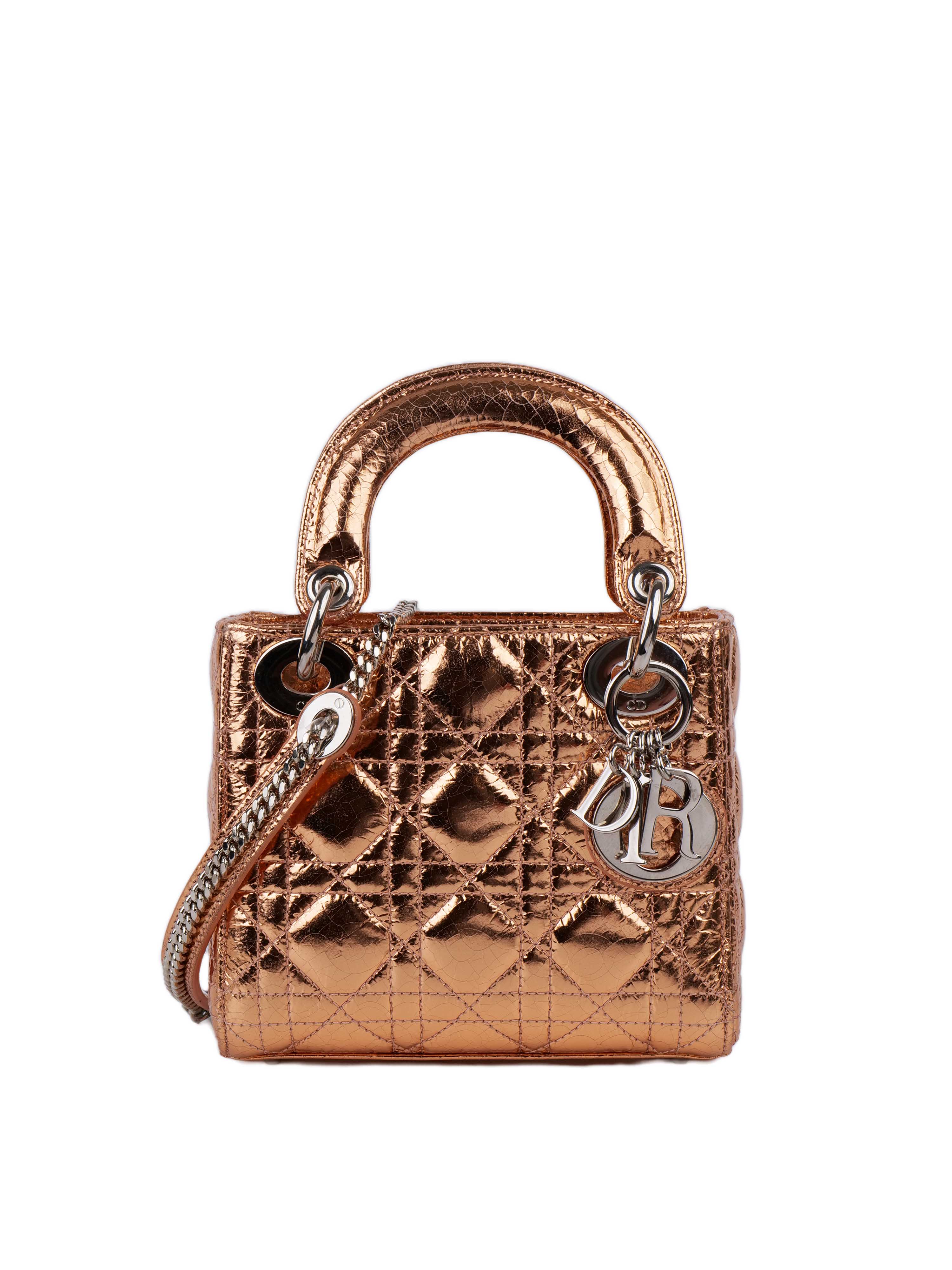 Dior Mini Lady Dior Handbag in Copper Metallic | Luxury Crossbody Bag for Women | Perfect for Parties, Dates & Special Occasions
